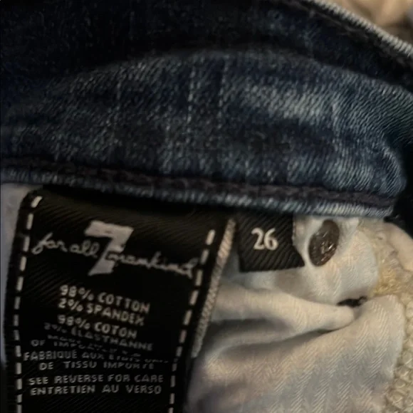 (2 for $25) 7 For All Mankind Blue Skinny Jeans with Tapered Leg - Picture 5 of 6